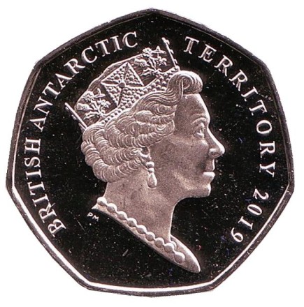 Монета 50 пенсов. 2019 год, Британская антарктическая территория. Антарктический пингвин.