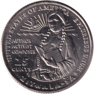 Монета 25 центов. 2024 год (P), США. Зиткала-Ша. Серия "Американские женщины". Монета 25 центов. 2024 год (P), США. Зиткала-Ша. Серия "Американские женщины".