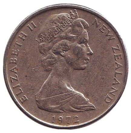 Монета 50 центов, 1972 год, Новая Зеландия. Парусник "Endeavour".