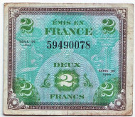 Банкнота 2 франка. 1944 год, Франция. Банкнота 2 франка. 1944 год, Франция.