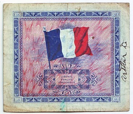 Банкнота 2 франка. 1944 год, Франция.
