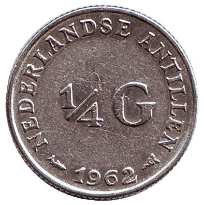Монета 1/4 гульдена. 1962 год, Нидерландские Антильские острова.