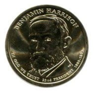 23-й президент США. Бенджамин Гаррисон. Монетный двор D. 1 доллар, 2012 год, США. 23-й президент США. Бенджамин Гаррисон. Монетный двор D. 1 доллар, 2012 год, США.
