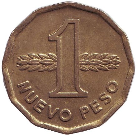 Монета 1 новый песо. 1977 год, Уругвай. Хосе Артигас. Монета 1 новый песо. 1977 год, Уругвай. Хосе Артигас.