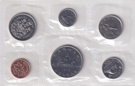 Банковский набор монет Канады. (6 шт), 1976 год. Банковский набор монет Канады. (6 шт), 1976 год.