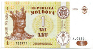 Банкнота 1 лей. 2005 год, Молдавия. Стефан III. Банкнота 1 лей. 2005 год, Молдавия. Стефан III.