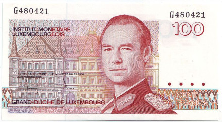 Банкнота 100 франков. 1980 год, Люксембург.