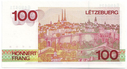 Банкнота 100 франков. 1980 год, Люксембург. Банкнота 100 франков. 1980 год, Люксембург.