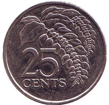 Монета 25 центов. 1997 год, Тринидад и Тобаго. Чакония.