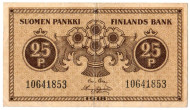 Банкнота 25 пенни. 1918 год, Финляндия. Банкнота 25 пенни. 1918 год, Финляндия.