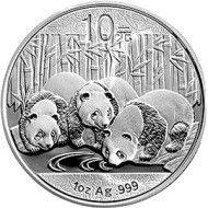 Монета 10 юаней, 2013 год, Китай. Панды. Монета 10 юаней, 2013 год, Китай. Панды.