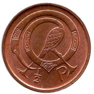 Монета 1/2 пенни. 1975 год, Ирландия. Птица. Ирландская арфа. Монета 1/2 пенни. 1975 год, Ирландия. Птица. Ирландская арфа.