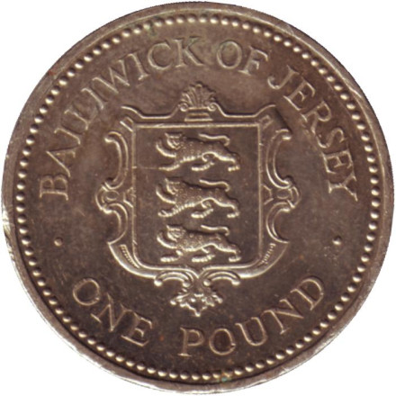 Монета 1 фунт. 1992 год. Остров Джерси. Бейливик Джерси.