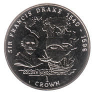 Монета 1 крона, 1996 год, Остров Мэн. Сэр Фрэнсис Дрейк (1540-1596).