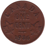 Монета 1 цент. 1936 год, Канада. Монета 1 цент. 1936 год, Канада.