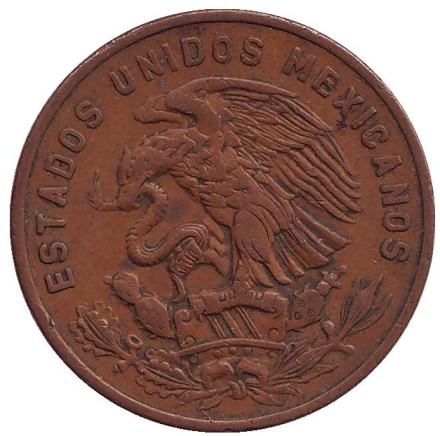 Монета 20 сентаво. 1969 год, Мексика. Пирамида Солнца. Монета 20 сентаво. 1969 год, Мексика. Пирамида Солнца.