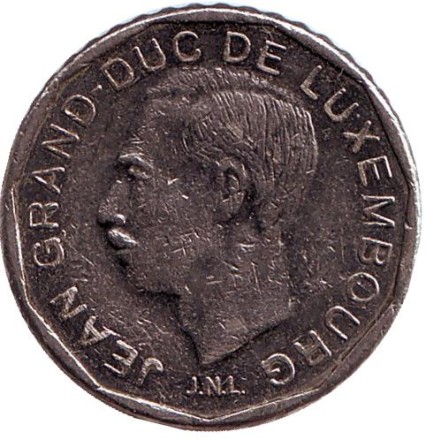 Монета 50 франков. 1989 год, Люксембург. (Старый тип)