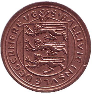 Монета 1/2 нового пенни. 1971 год, Гернси.