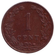 Монета 1 цент. 1902 год, Нидерланды. Монета 1 цент. 1902 год, Нидерланды.