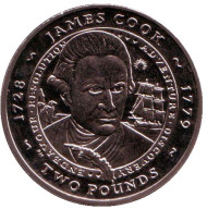 Монета 2 фунта. 2007 год, Южная Георгия и Южные Сандвичевы острова. Джеймс Кук.
