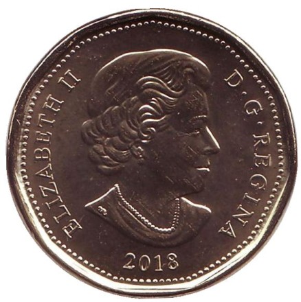 Монета 1 доллар. 2018 год, Канада. Утка.