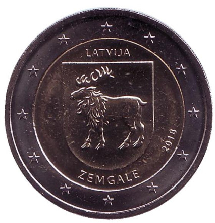 Монета 2 евро. 2018 год, Латвия. Земгале. Исторические области Латвии.