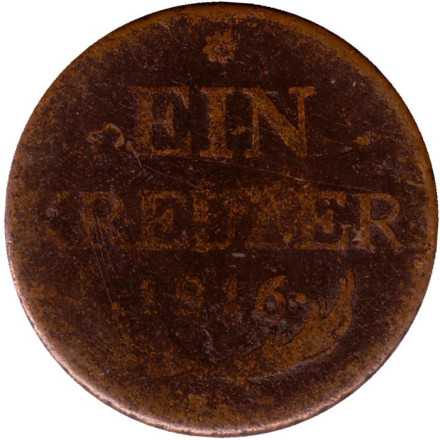 Монета 1 крейцер. 1816 год, Австрийская империя.