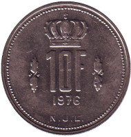 Монета 10 франков. 1976 год, Люксембург. Монета 10 франков. 1976 год, Люксембург.