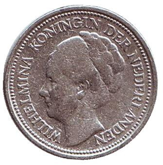 Монета 10 центов. 1928 год, Нидерланды.