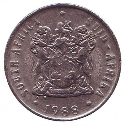 Монета 10 центов. 1988 год, Южная Африка. Алоэ. Монета 10 центов. 1988 год, Южная Африка. Алоэ.