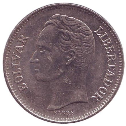 Монета 1 боливар. 1989 год, Венесуэла. (Жирный шрифт)