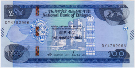Банкнота 100 быров. 2023 год, Эфиопия.