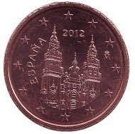 Монета 2 цента. 2012 год, Испания. Монета 2 цента. 2012 год, Испания.