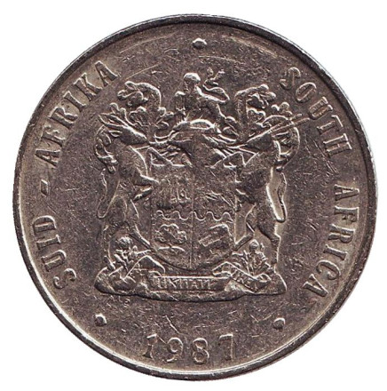 Монета 1 ранд. 1987 год, ЮАР. Газель. Монета 1 ранд. 1987 год, ЮАР. Газель.