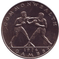 Бокс. Х Игры Содружества. Монета 1 тала. 1974 год, Самоа.