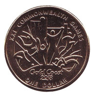 Монета 1 доллар. 2018 год, Австралия. XXI Игры содружества 2018. Боулз, Гимнастика, Нэтбол, Тяжелая атлетика, Триатлон, Борьба.