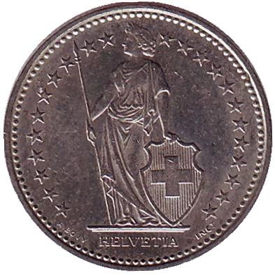 Монета 1/2 франка. 2001 год, Швейцария. Монета 1/2 франка. 2001 год, Швейцария.