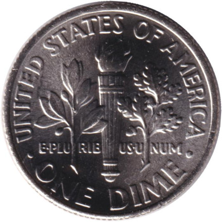 Монета 10 центов. 2021 (D) год, США. Рузвельт.