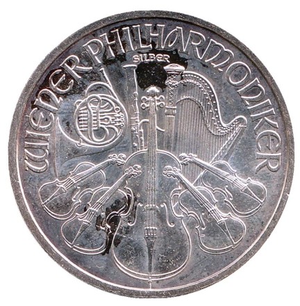 Монета 1,5 евро. 2013 год, Австрия. Венская Филармония. Монета 1,5 евро. 2013 год, Австрия. Венская Филармония.
