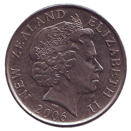 Монета 50 центов. 2006 год, Новая Зеландия. Новый тип. Парусник "Endeavour".