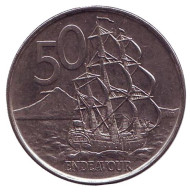 Монета 50 центов. 2006 год, Новая Зеландия. Новый тип. Парусник "Endeavour". Монета 50 центов. 2006 год, Новая Зеландия. Новый тип. Парусник "Endeavour".