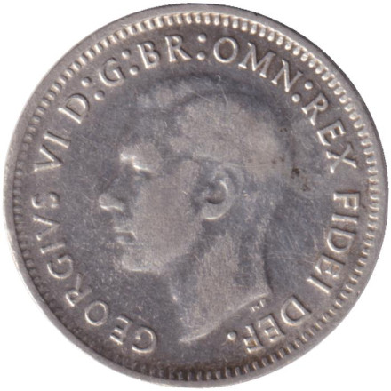 Монета 3 пенса. 1949 год, Австралия.