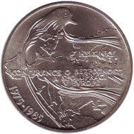 Монета 100 крон, 1985 год, Чехословакия. 10 лет Хельсинкскому соглашению.