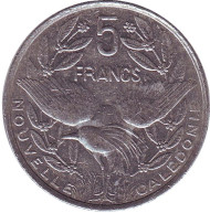 Монета 5 франков. 2002 год, Новая Каледония. Птица кагу.