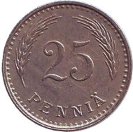 Монета 25 пенни. 1938 год, Финляндия. Монета 25 пенни. 1938 год, Финляндия.