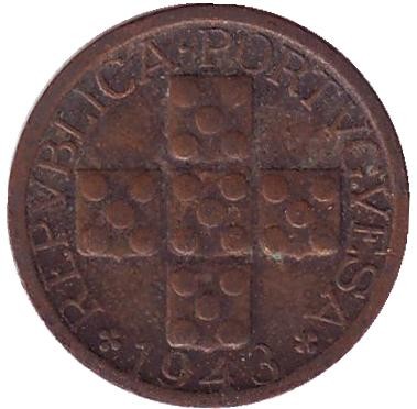 Монета 10 сентаво. 1943 год, Португалия. Ростки. Монета 10 сентаво. 1943 год, Португалия. Ростки.