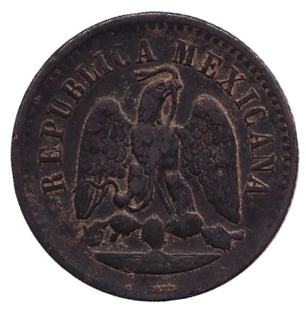 Монета 1 сентаво. 1890 год, Мексика. (Отметка: "Mo") Монета 1 сентаво. 1890 год, Мексика. (Отметка: "Mo")