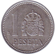 Монета 1 песета. 1984 год, Испания. Монета 1 песета. 1984 год, Испания.
