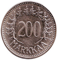 Монета 200 марок. 1958 год (H), Финляндия.