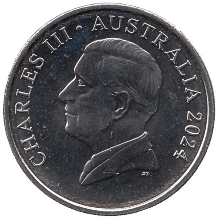 Монета 5 центов. 2024 год, Австралия. Ехидна. Монета 5 центов. 2024 год, Австралия. Ехидна.